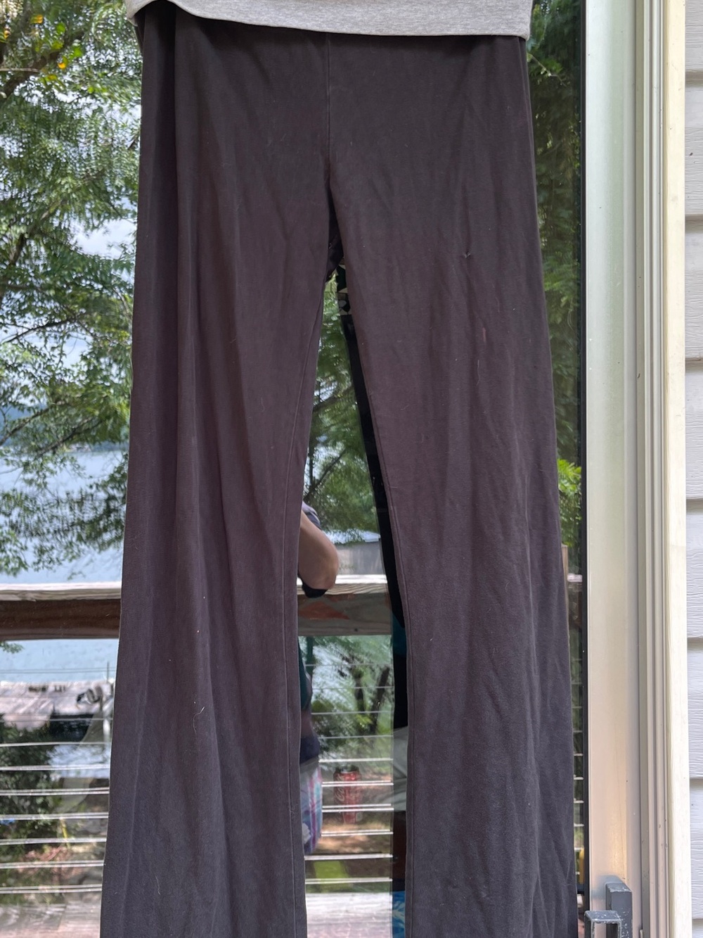 Vintage Y2K Victoria's Secret Black Yoga Pants with Gray foldover Waistband